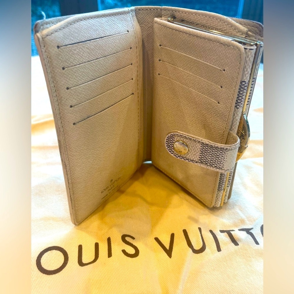 Louis Vuitton VTG Damier Azur French Purse Wallet Kisslock Bifold, duster, Fair - Picture 5 of 13